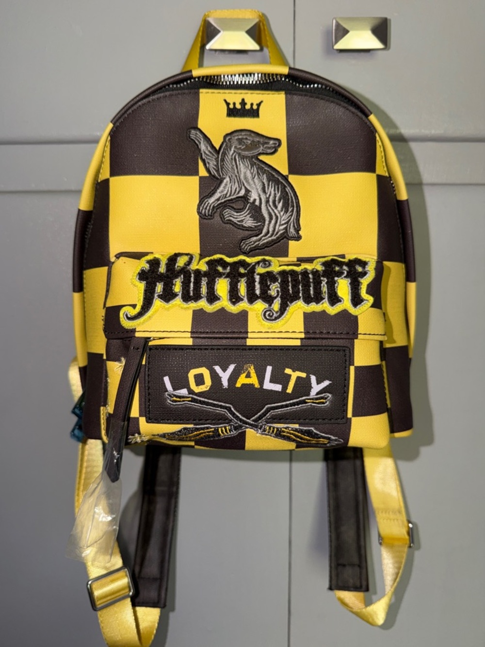 Harry Potter Hufflepuff Yellow & Black Checkered Mini Backpack - Loyalty Design